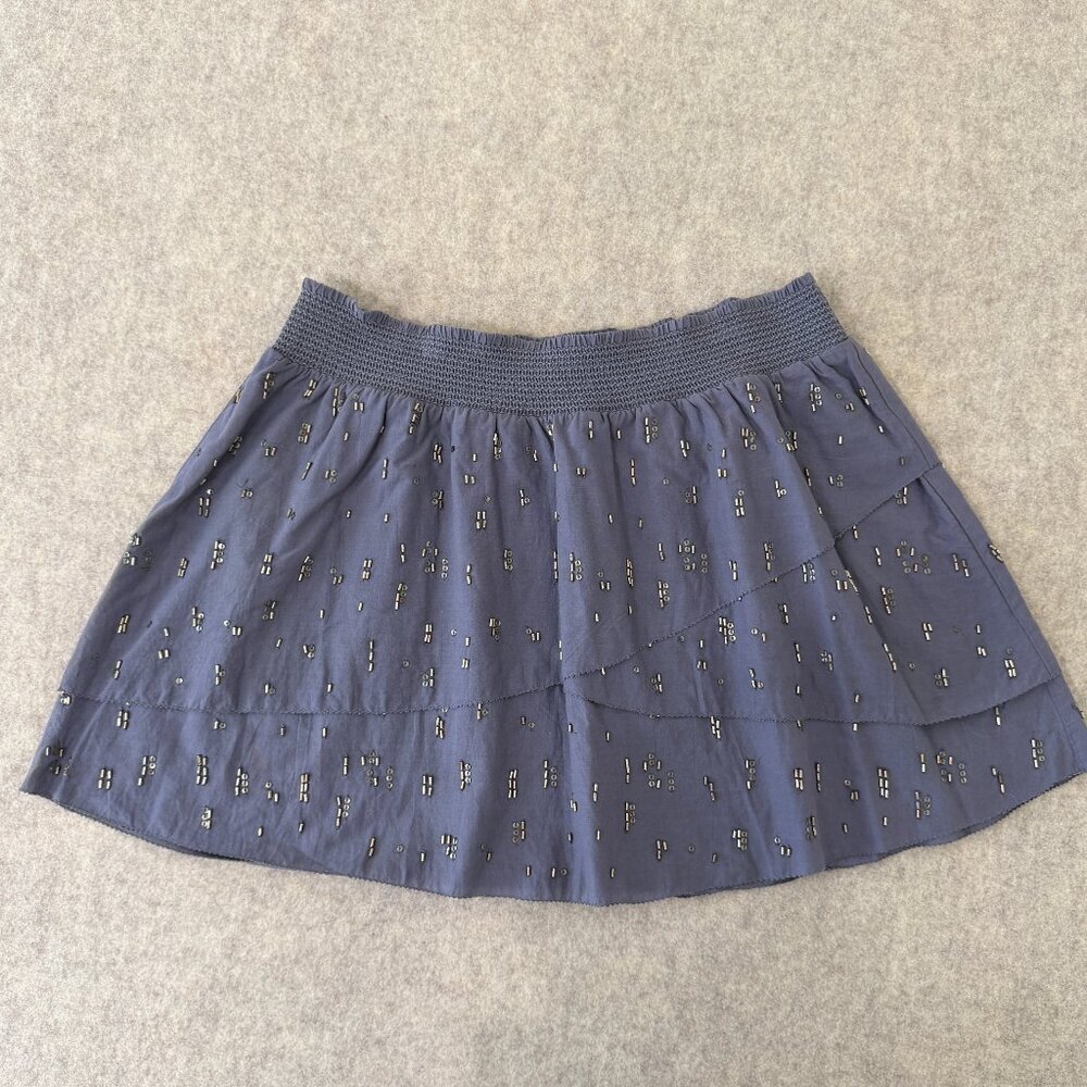 Vintage American Eagle Beaded Mini Skirt Blue Boho Y2K Festival M